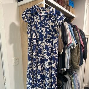 Blue floral midi dress